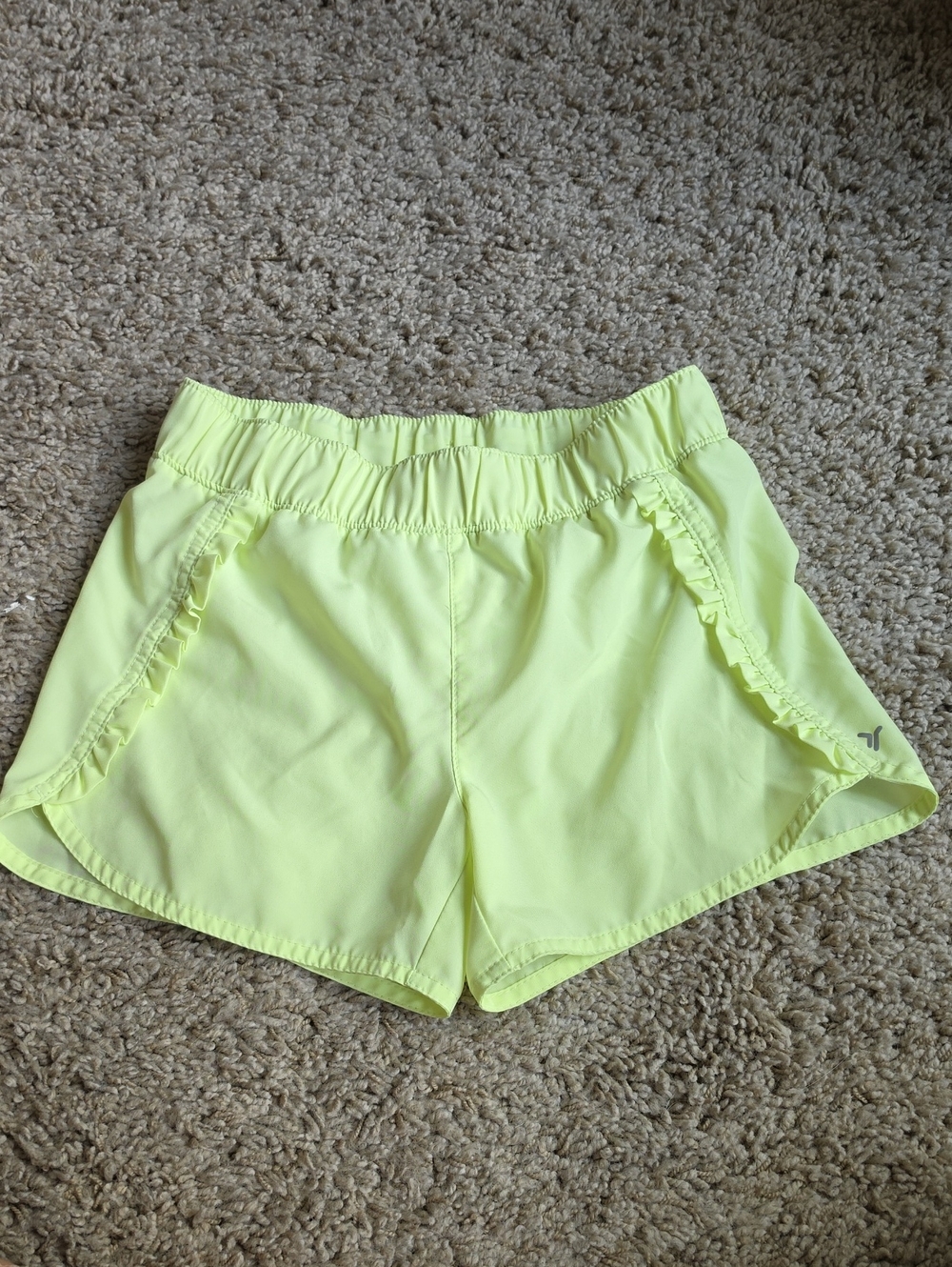 Girl's 10-12 Old Navy Neon Yellow Athletic Shorts with Ruffle Trim